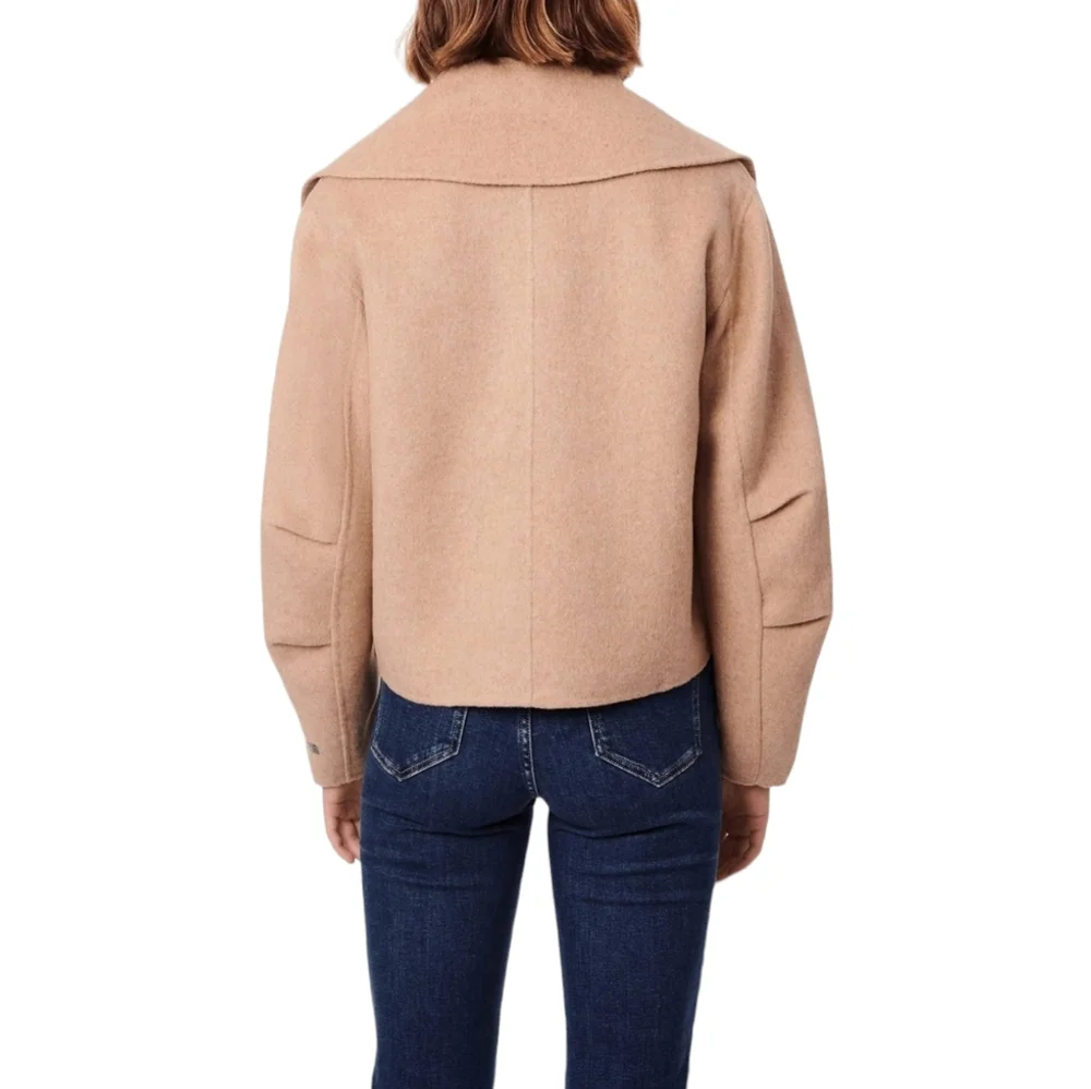 Bernardo Women's Wool Blend Cropped Oversized Lapel Handmade Jacket, Size Medium - Picture 3 of 12